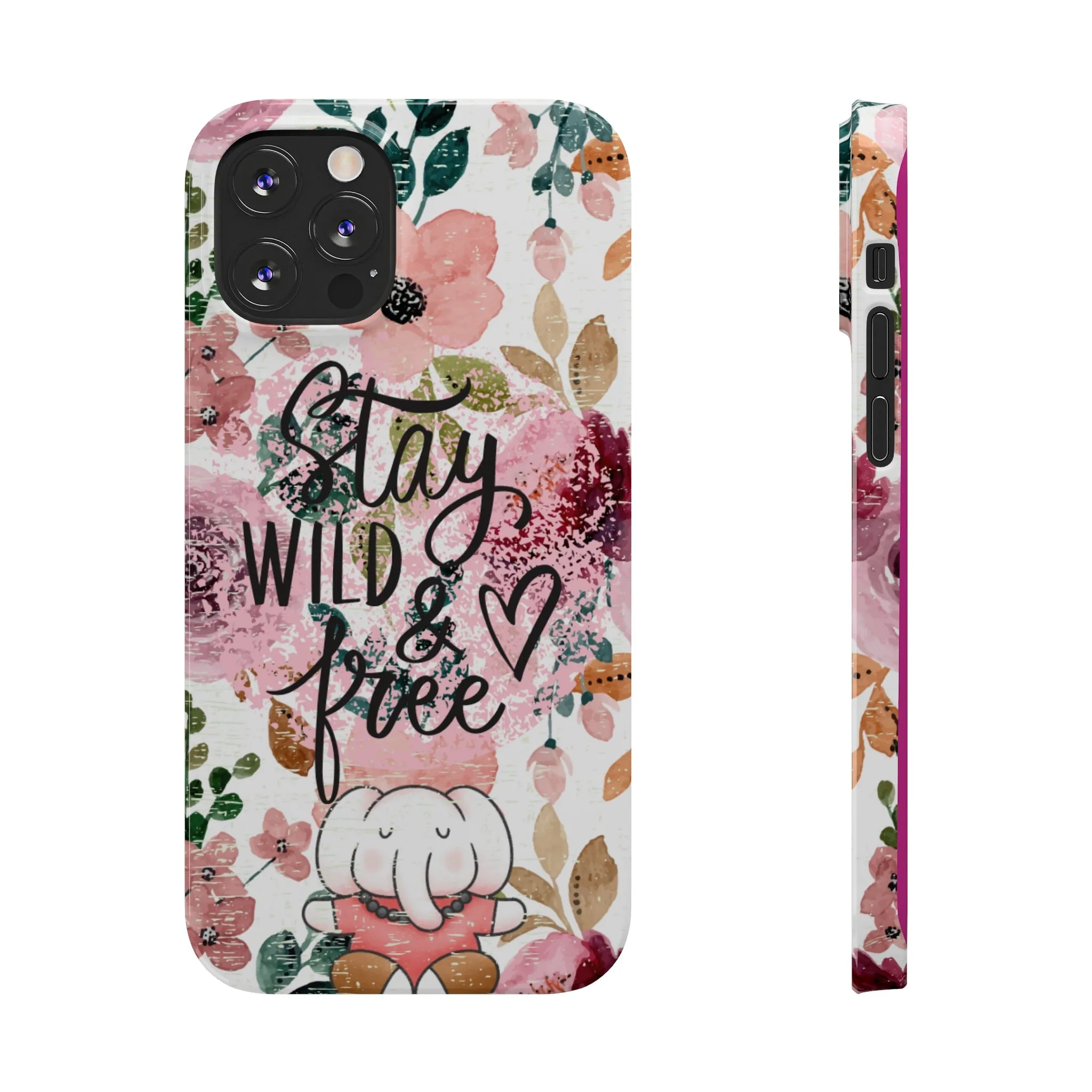 Stay Wild and Free Floral iPhone Case with Zen Elephant - Stylish and Inspirational Protective Cover