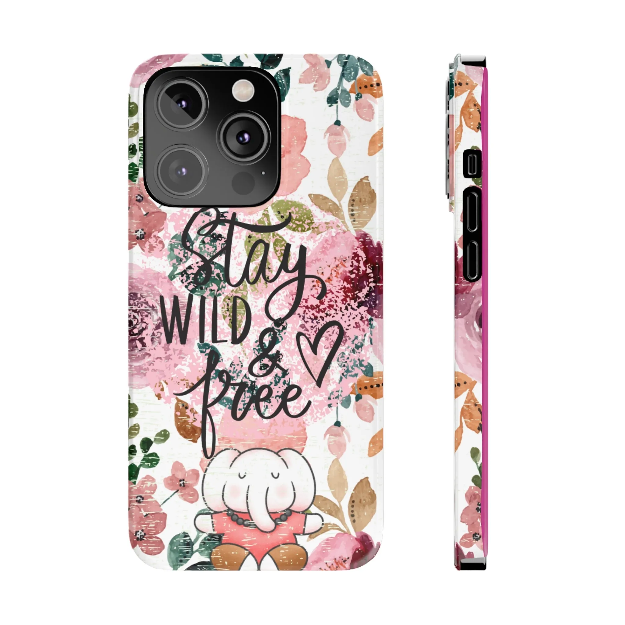Stay Wild and Free Floral iPhone Case with Zen Elephant - Stylish and Inspirational Protective Cover