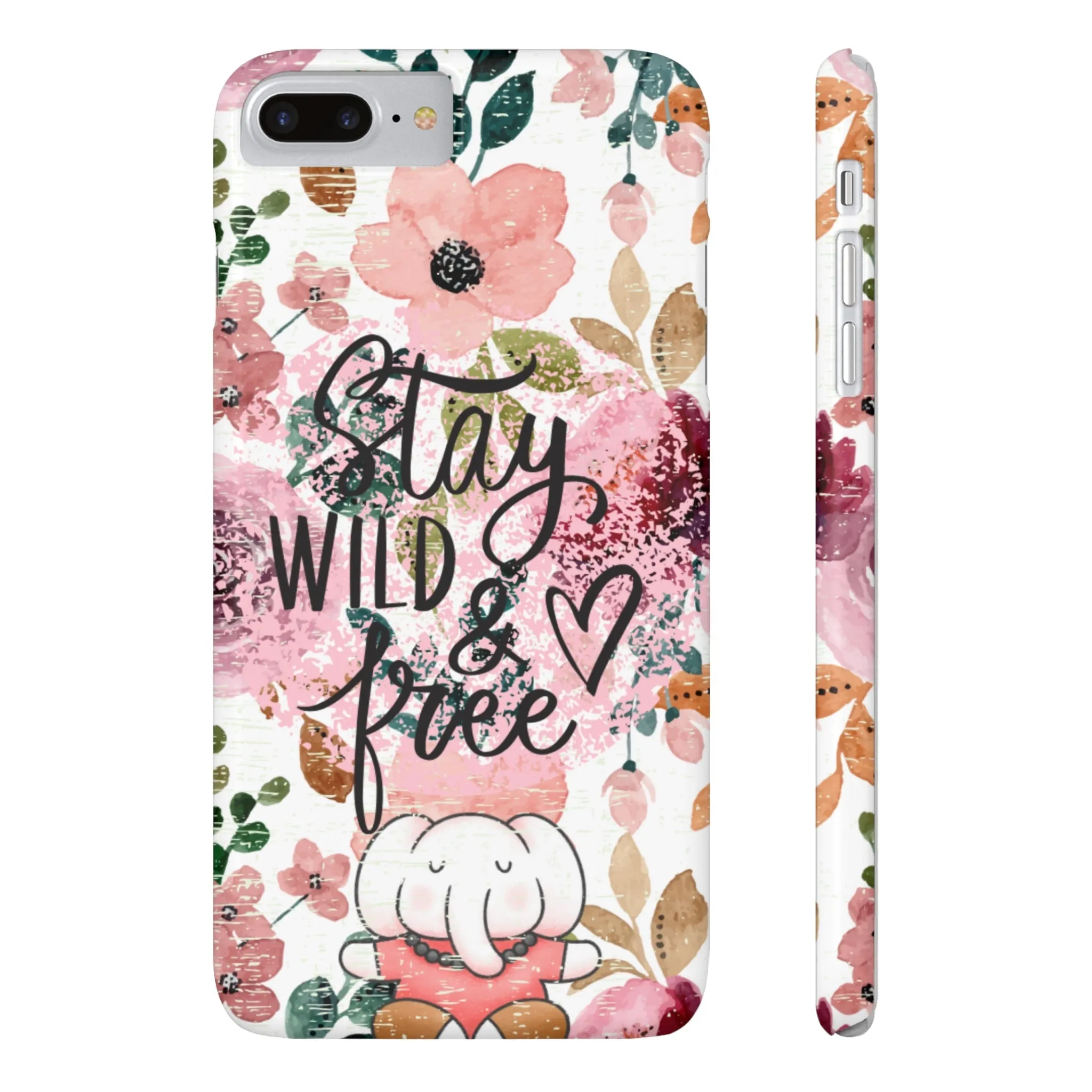 Stay Wild and Free Floral iPhone Case with Zen Elephant - Stylish and Inspirational Protective Cover