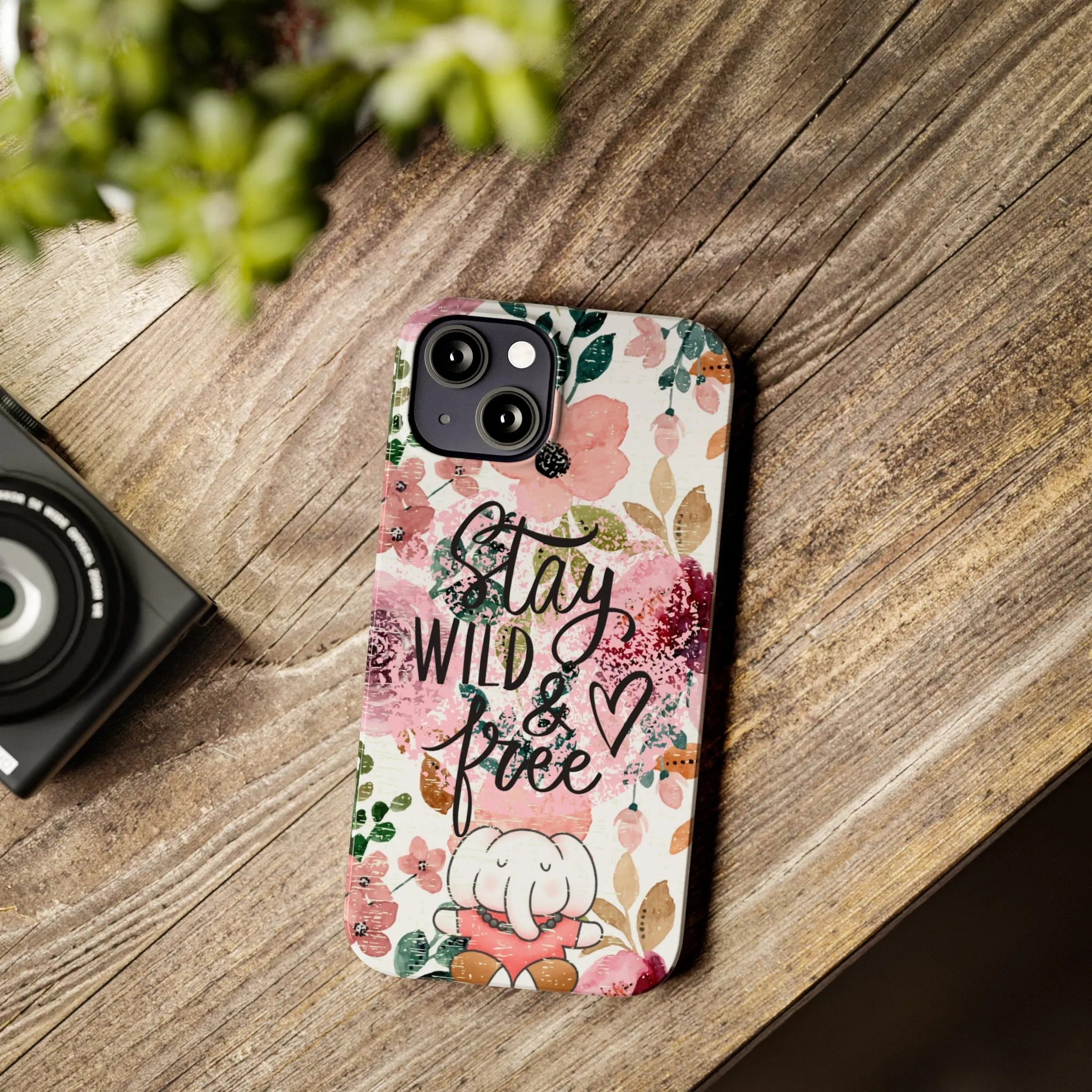 Stay Wild and Free Floral iPhone Case with Zen Elephant - Stylish and Inspirational Protective Cover