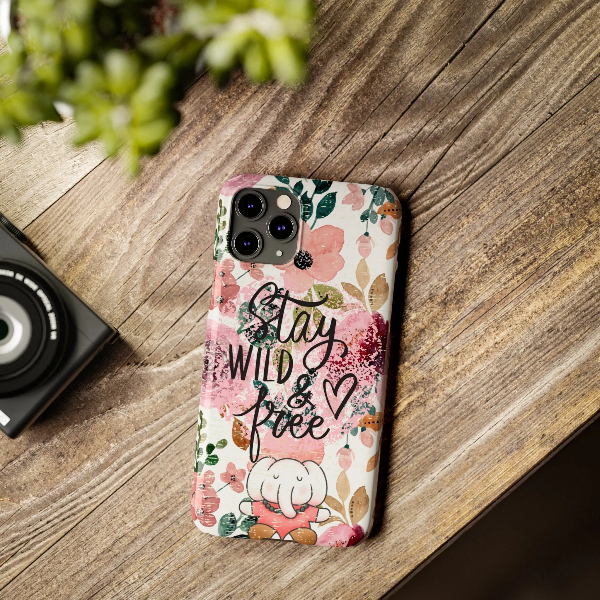 Stay Wild and Free Floral iPhone Case with Zen Elephant - Stylish and Inspirational Protective Cover