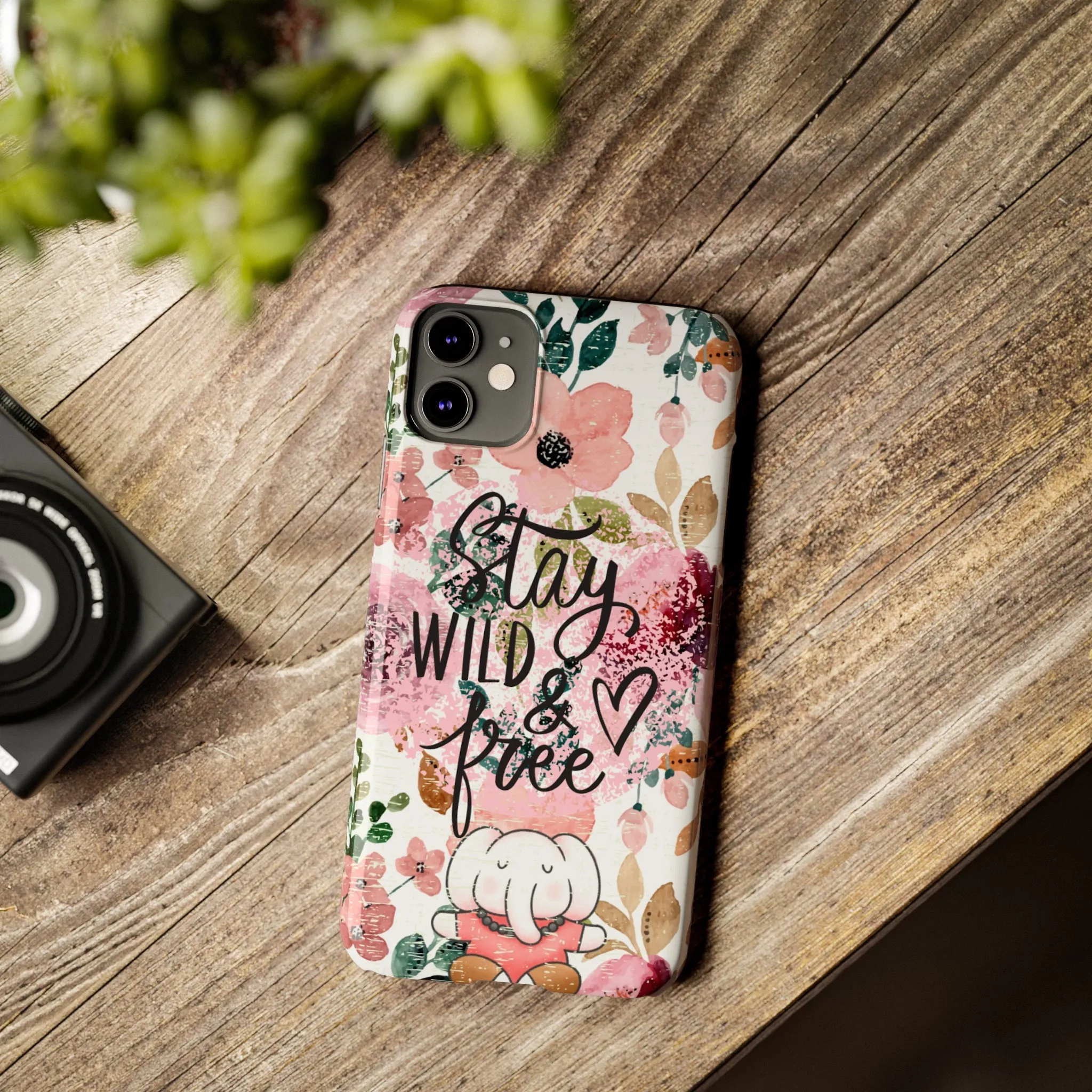 Stay Wild and Free Floral iPhone Case with Zen Elephant - Stylish and Inspirational Protective Cover