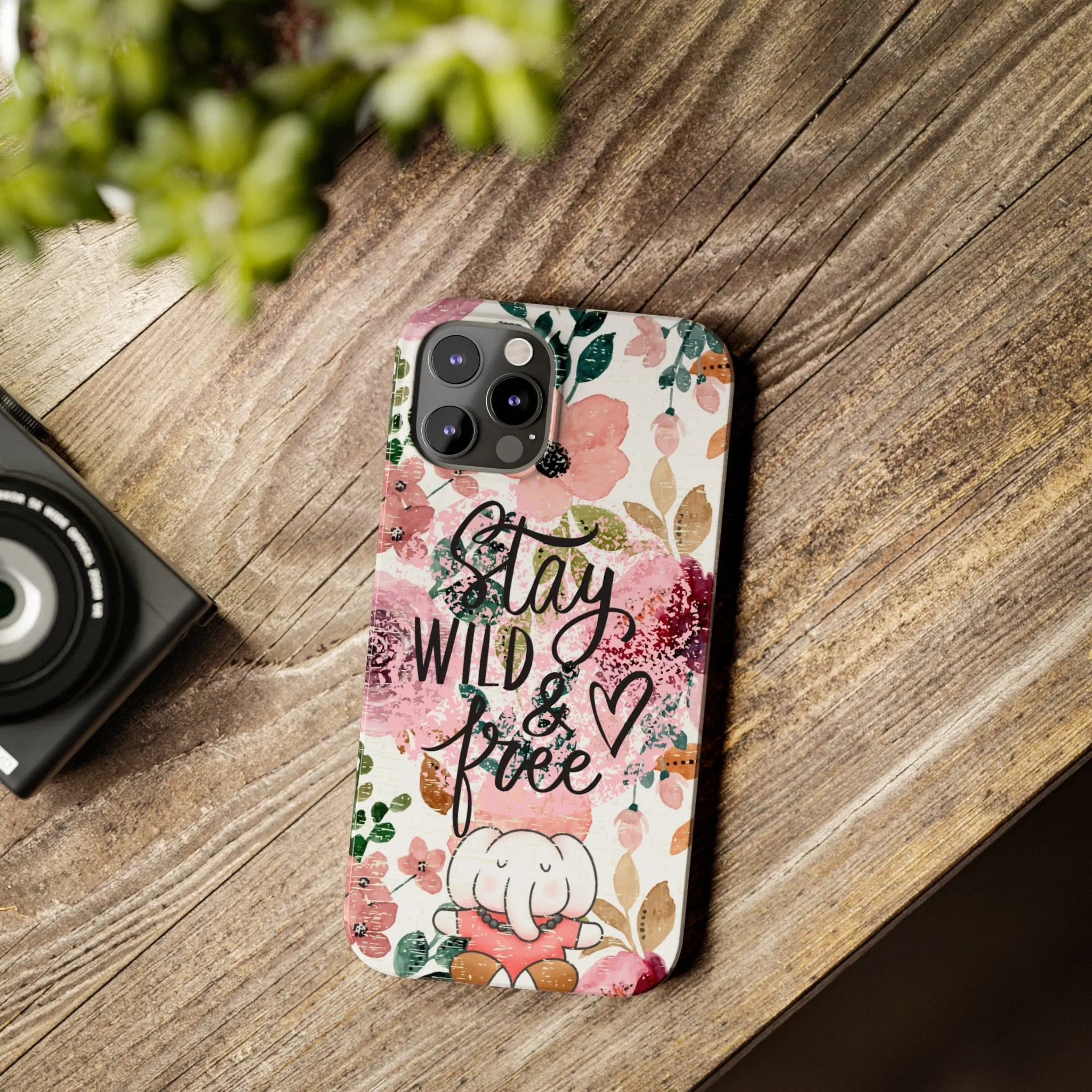 Stay Wild and Free Floral iPhone Case with Zen Elephant - Stylish and Inspirational Protective Cover