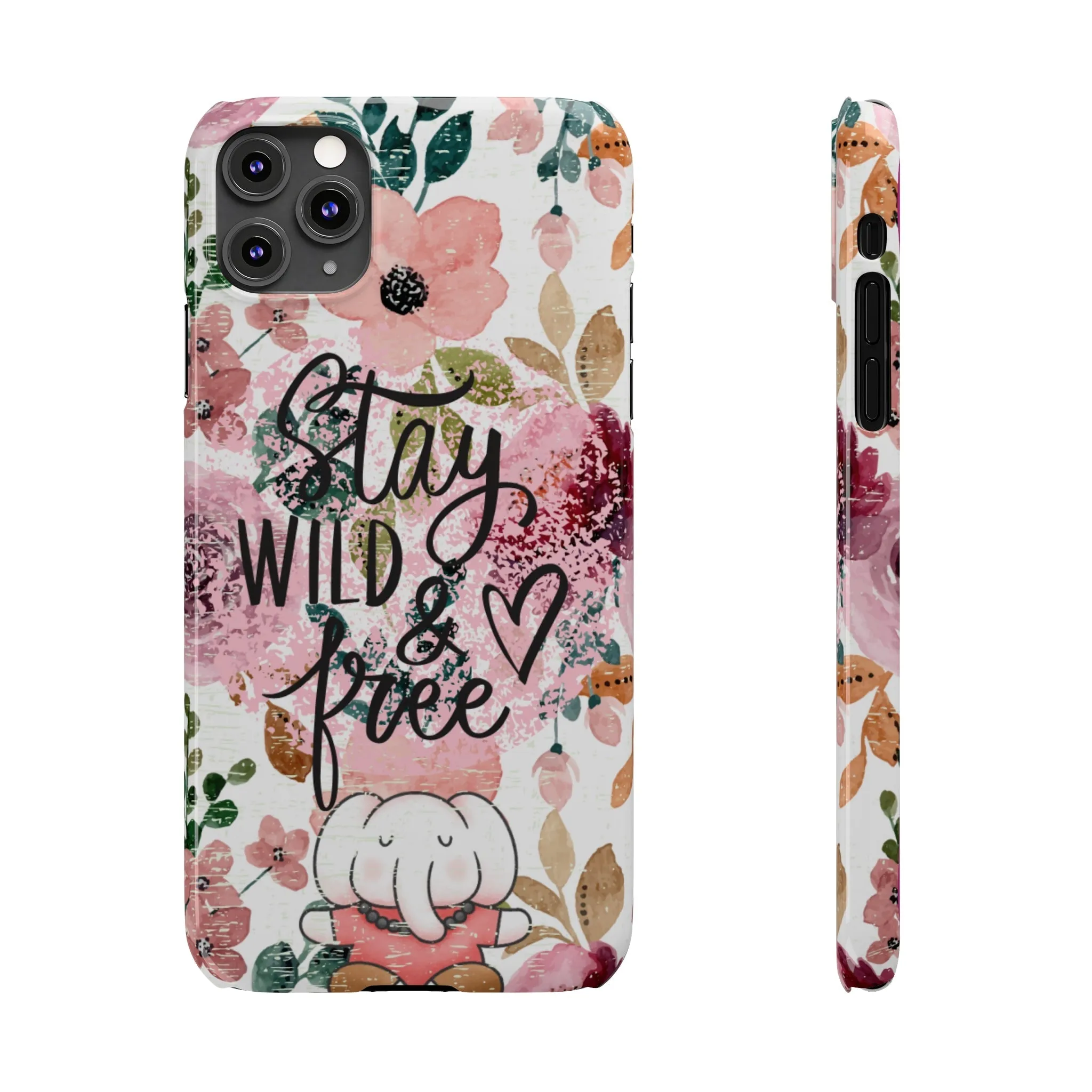 Stay Wild and Free Floral iPhone Case with Zen Elephant - Stylish and Inspirational Protective Cover