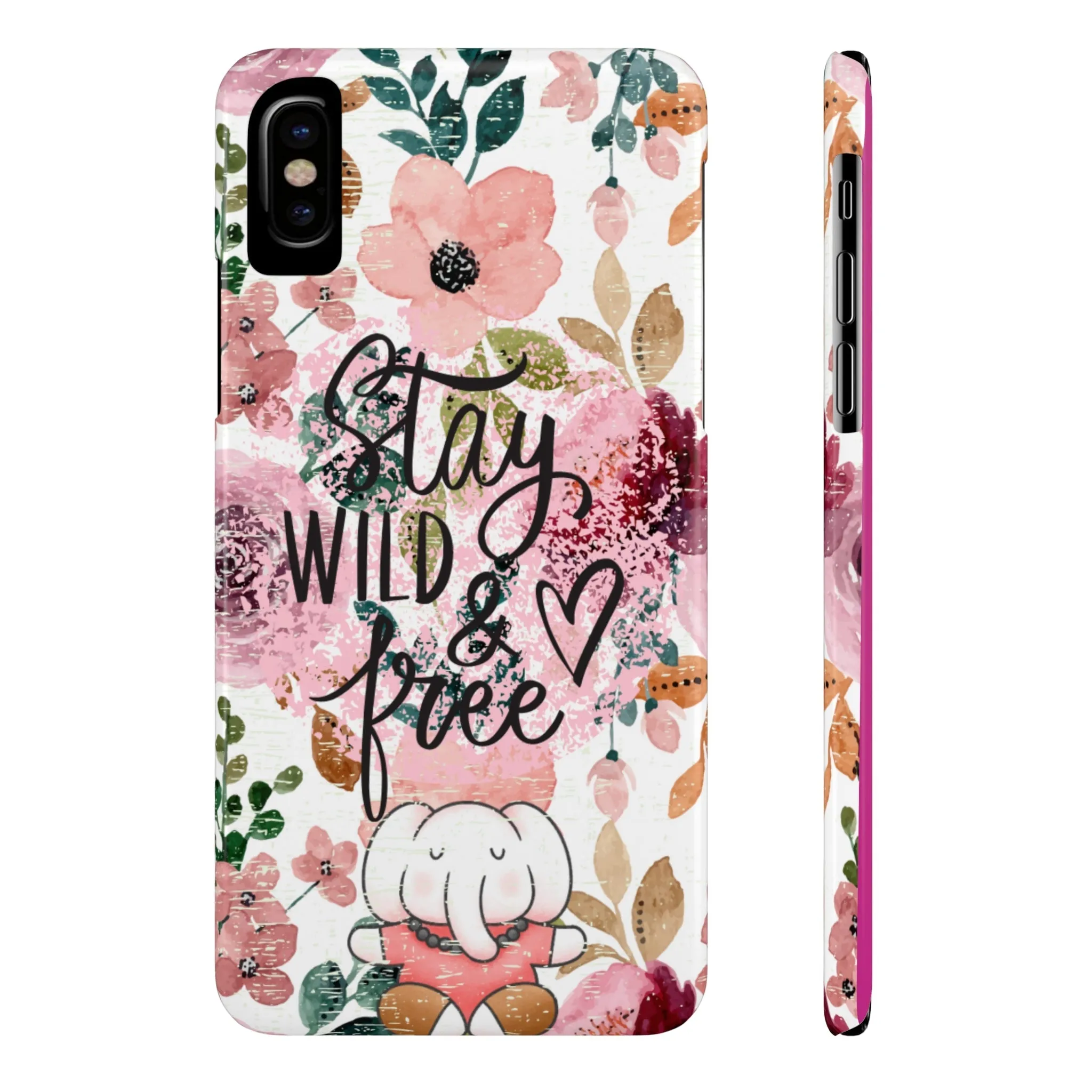 Stay Wild and Free Floral iPhone Case with Zen Elephant - Stylish and Inspirational Protective Cover