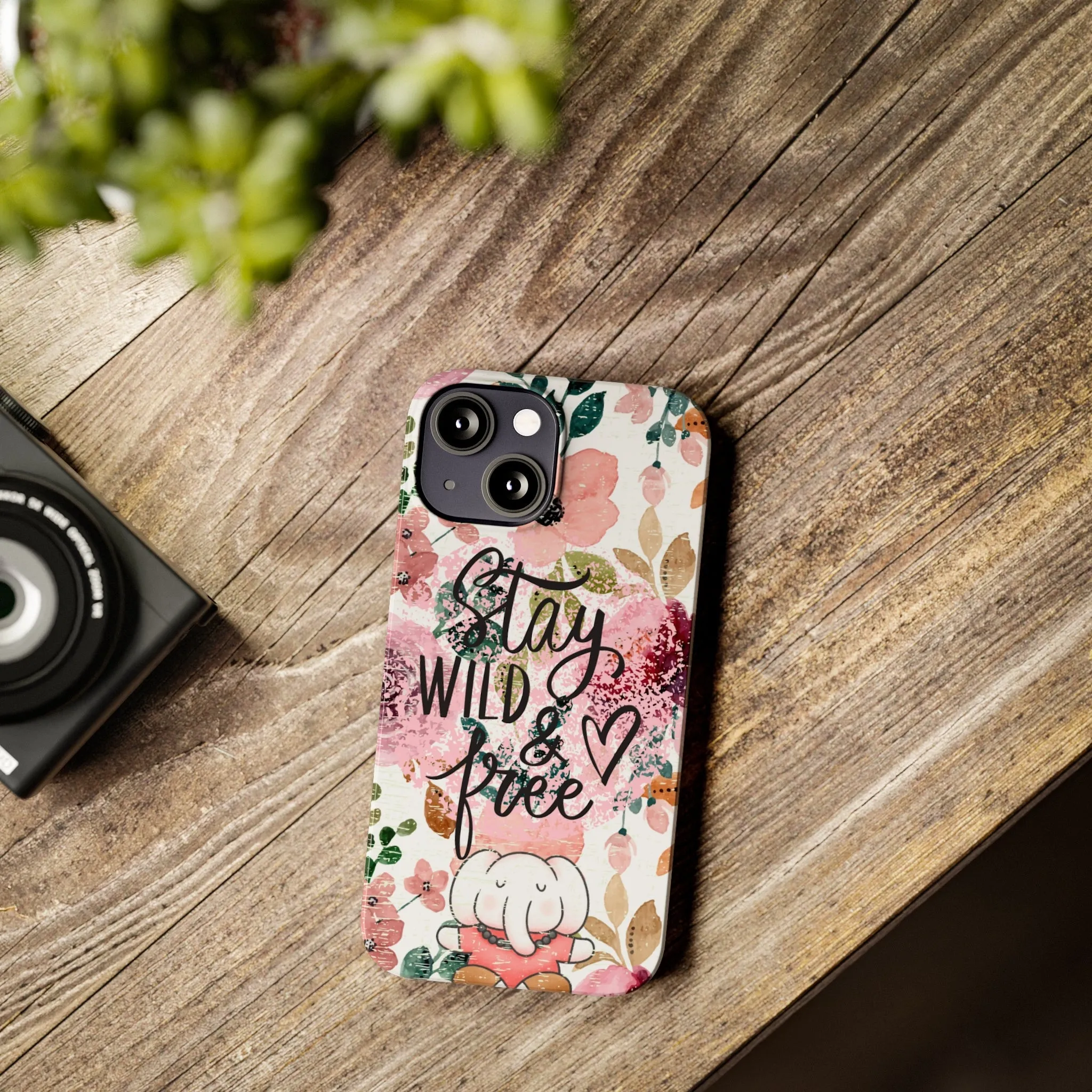 Stay Wild and Free Floral iPhone Case with Zen Elephant - Stylish and Inspirational Protective Cover