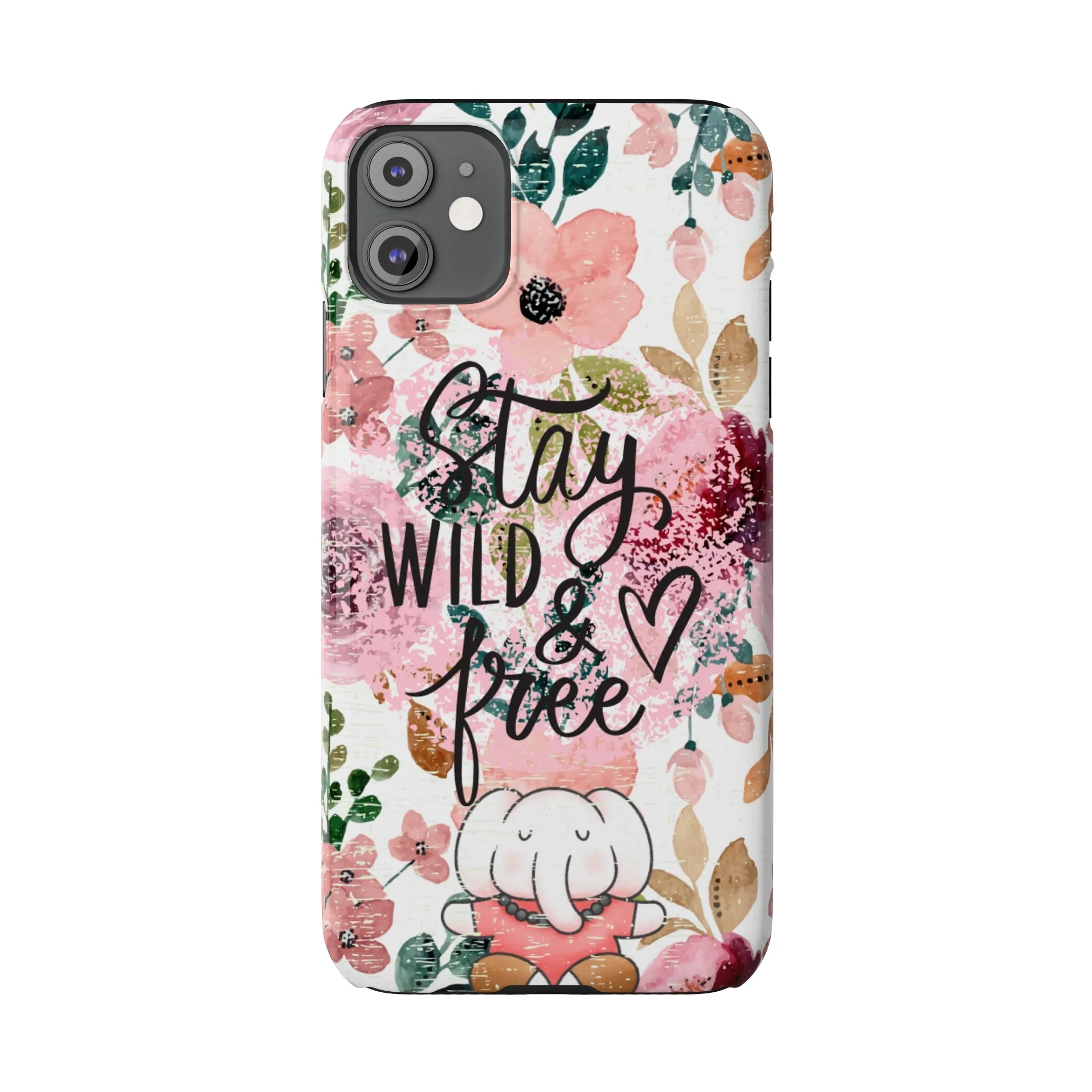 Stay Wild and Free Floral iPhone Case with Zen Elephant - Stylish and Inspirational Protective Cover