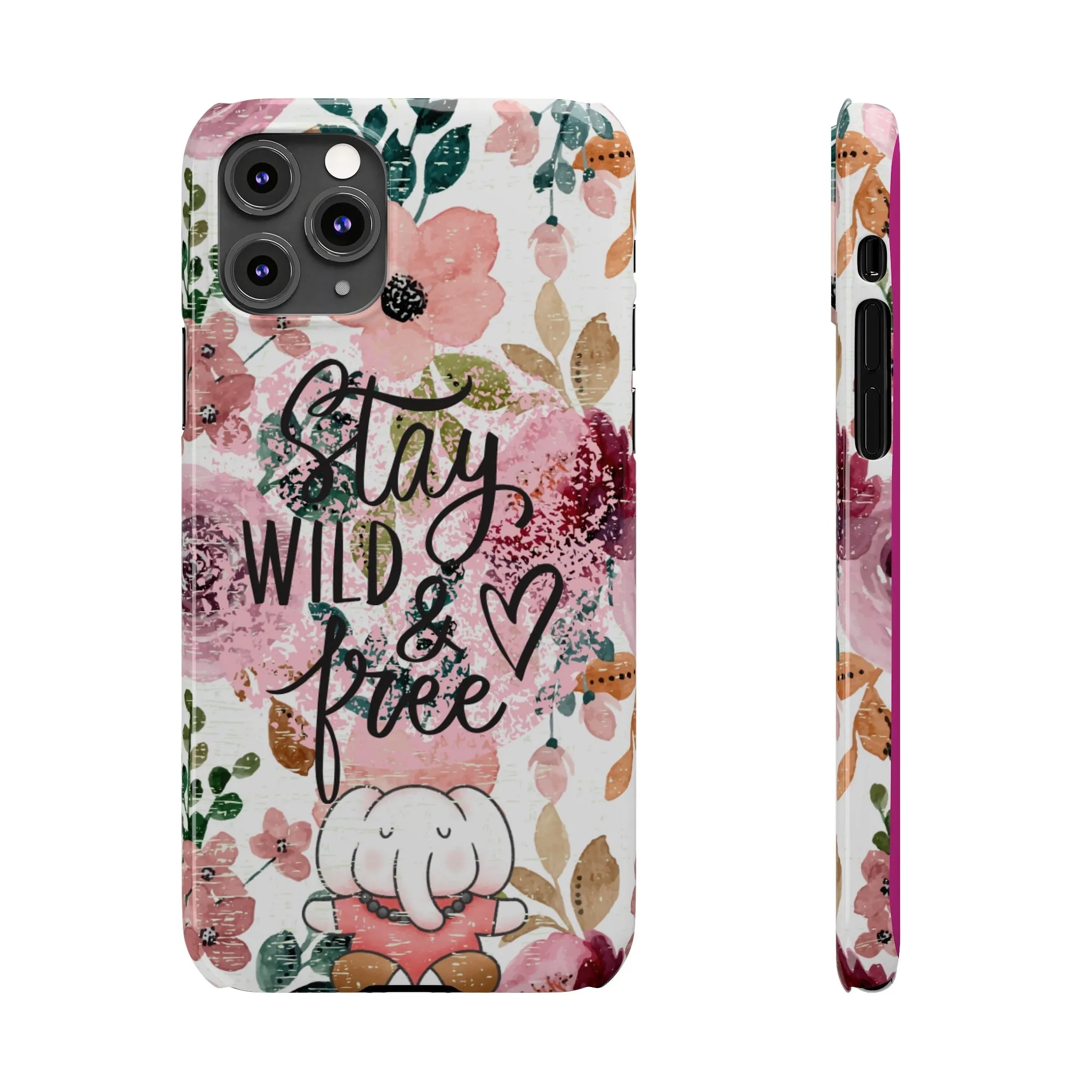 Stay Wild and Free Floral iPhone Case with Zen Elephant - Stylish and Inspirational Protective Cover