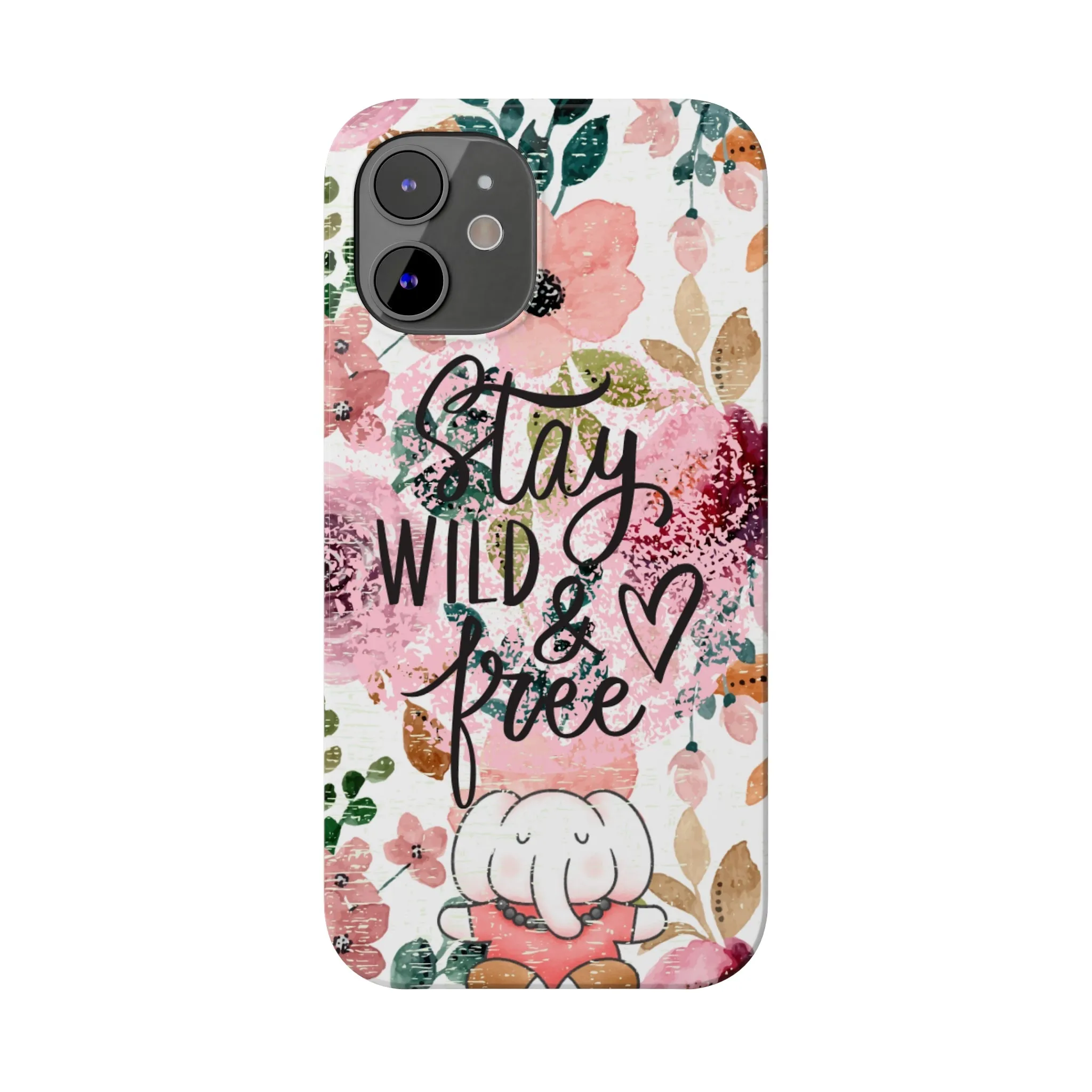 Stay Wild and Free Floral iPhone Case with Zen Elephant - Stylish and Inspirational Protective Cover