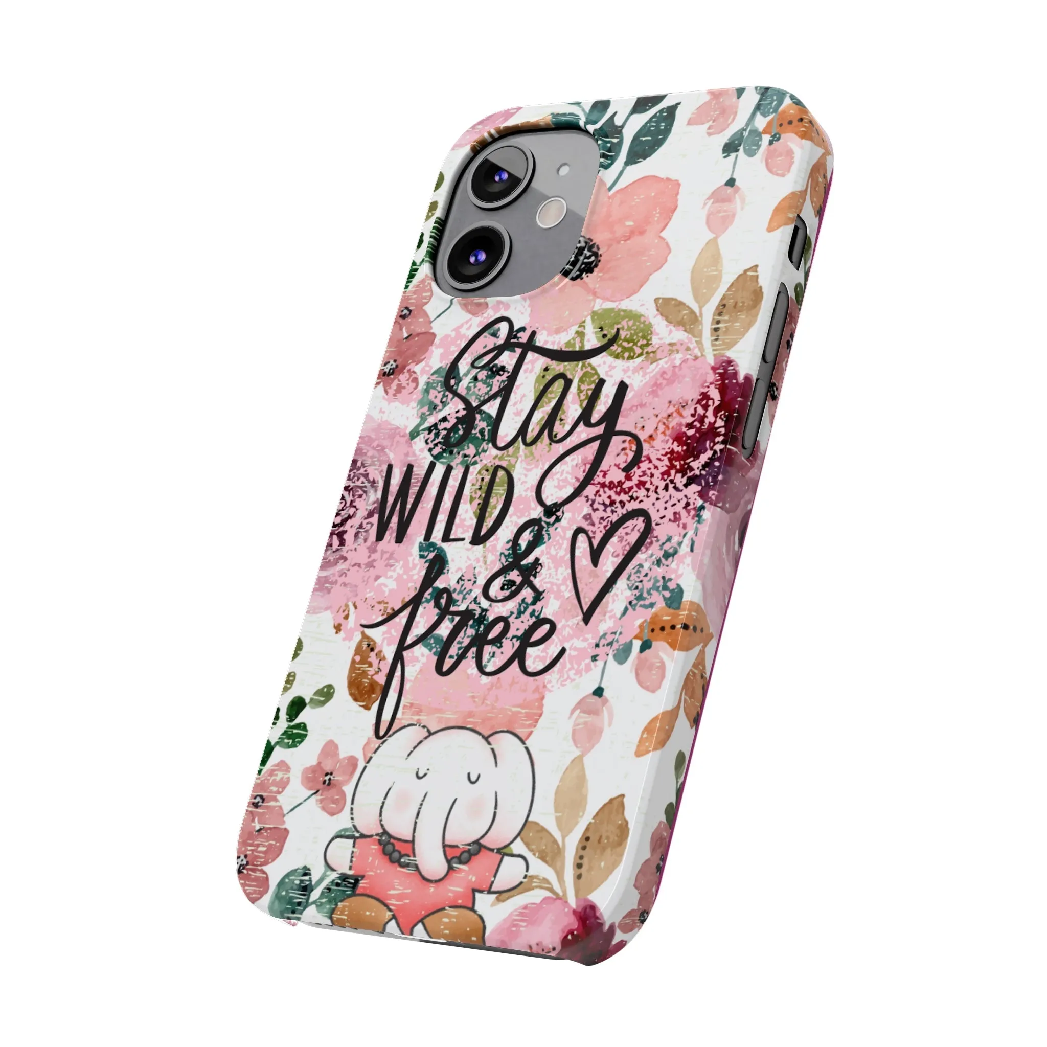 Stay Wild and Free Floral iPhone Case with Zen Elephant - Stylish and Inspirational Protective Cover