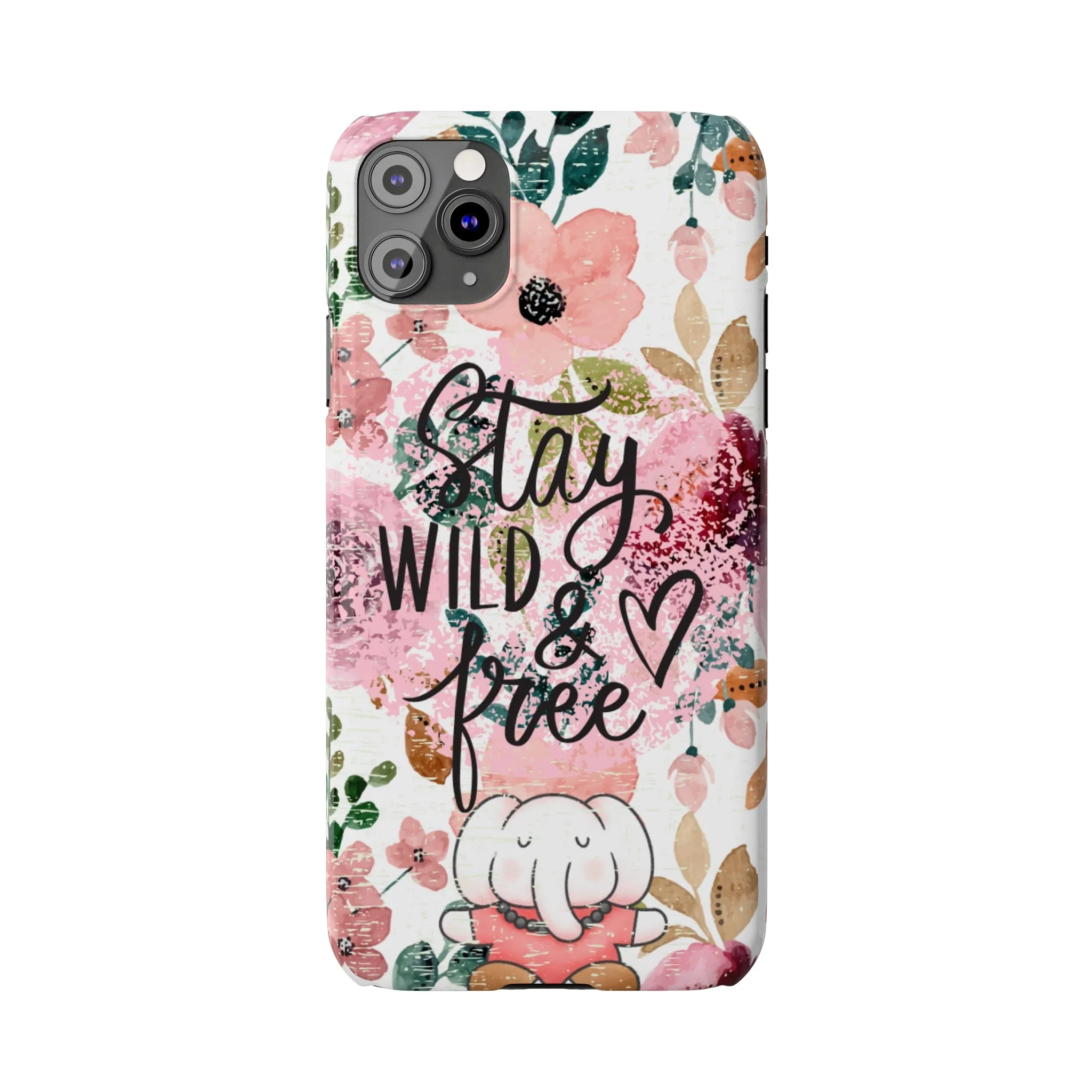 Stay Wild and Free Floral iPhone Case with Zen Elephant - Stylish and Inspirational Protective Cover