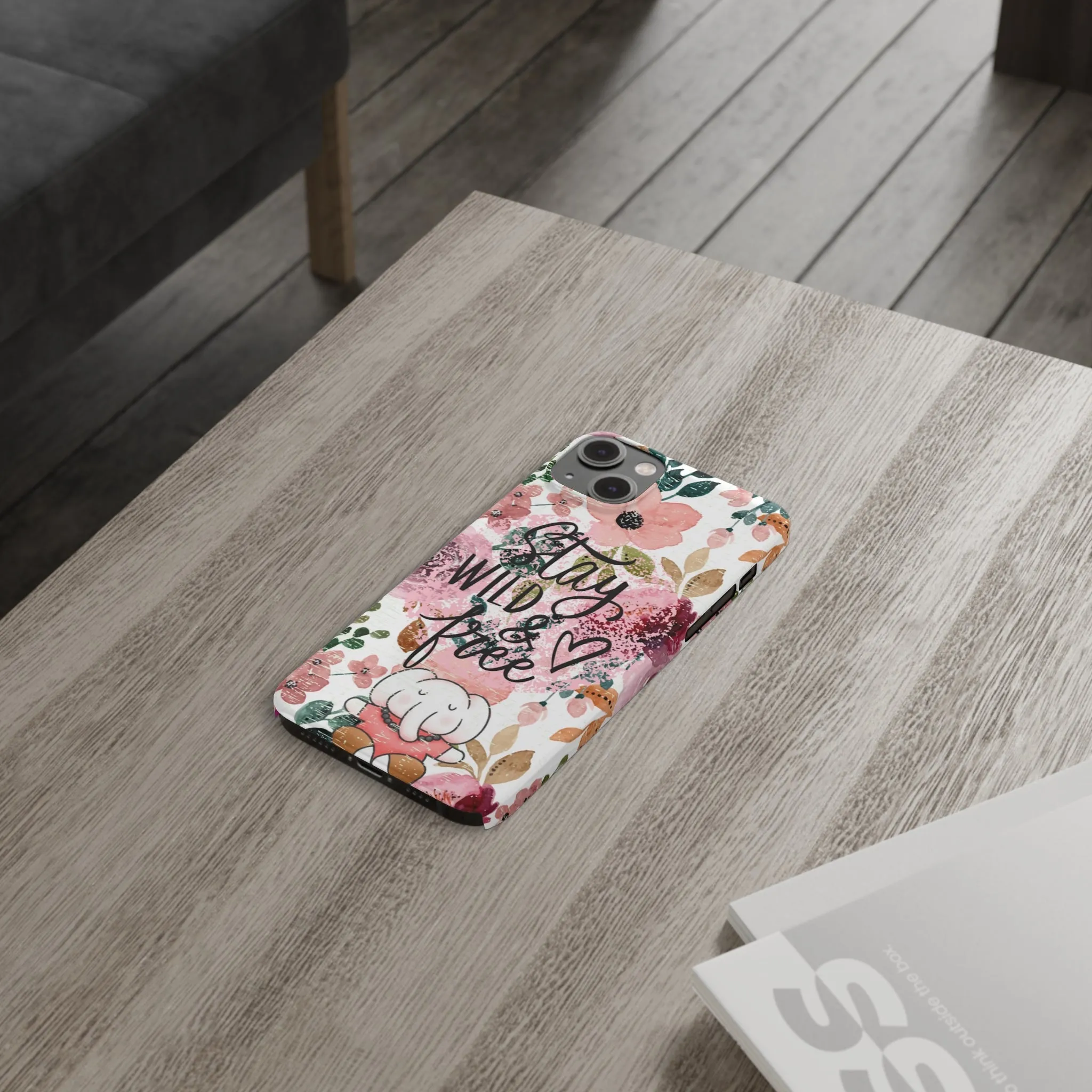 Stay Wild and Free Floral iPhone Case with Zen Elephant - Stylish and Inspirational Protective Cover