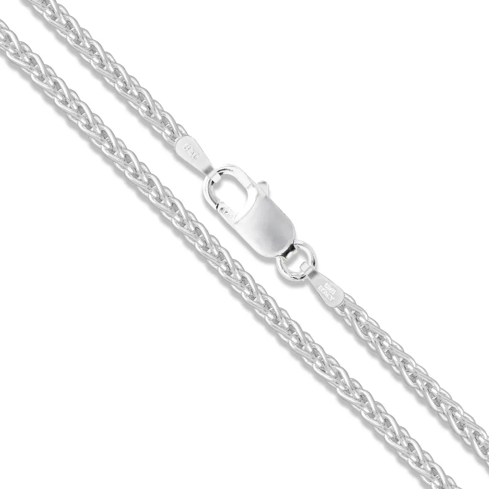 Sterling Silver Wheat Chain 1.1mm Solid 925 Italy Foxtail Spiga Necklace - Unisex