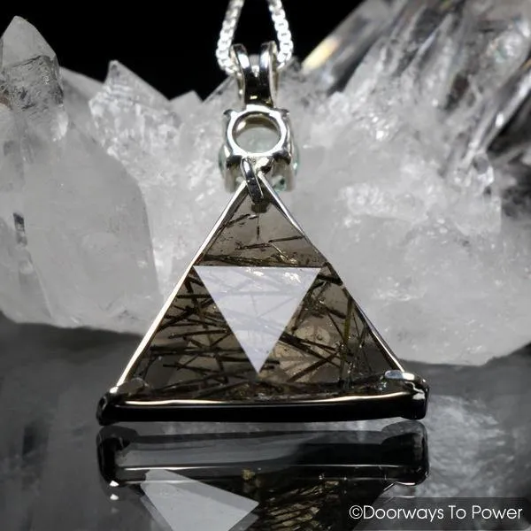 Tourmalinated Quartz & Green Obsidian Star of David Vogel Crystal Pendant