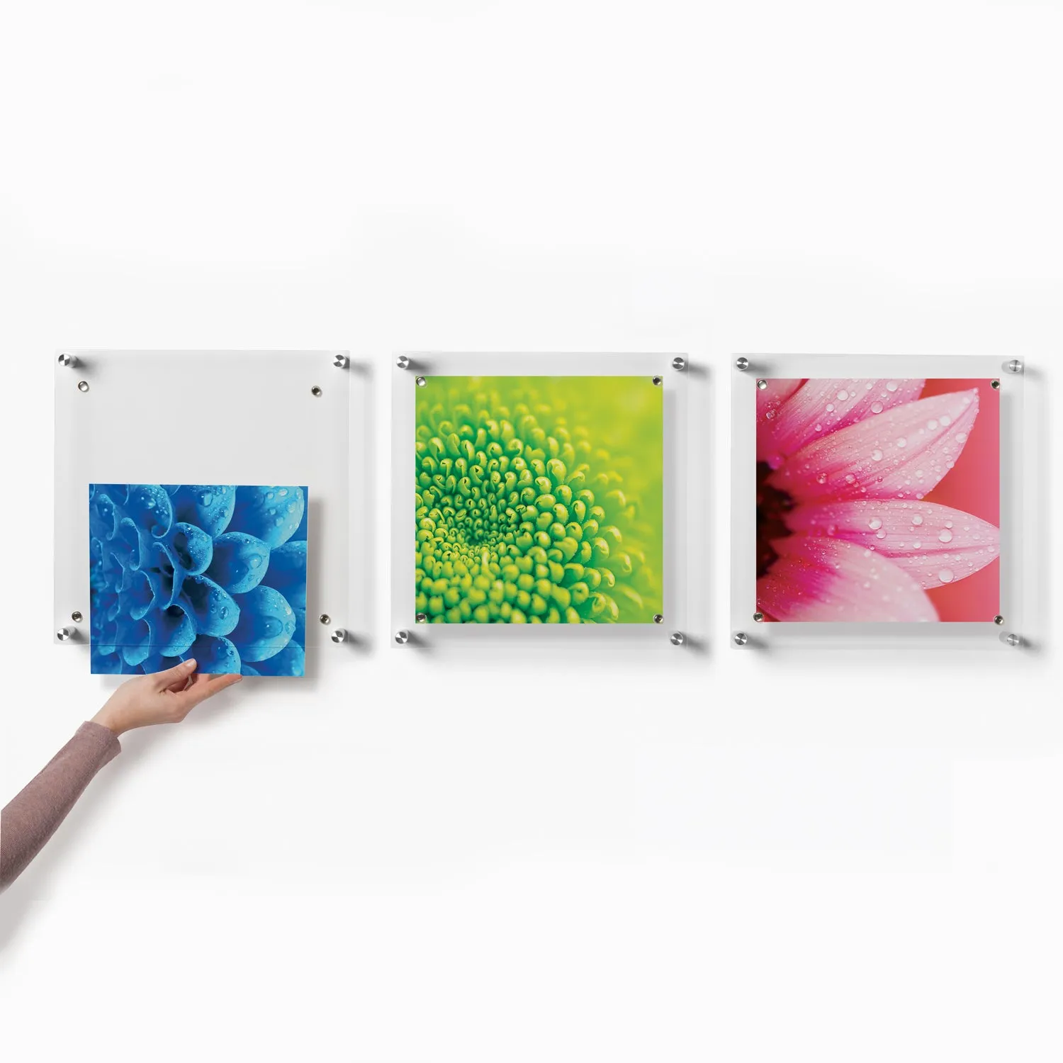 Trio: 3 Square 14" x 14" Single Panel   Magnets Frames for 12" x 12" Art (3001, 3001G)