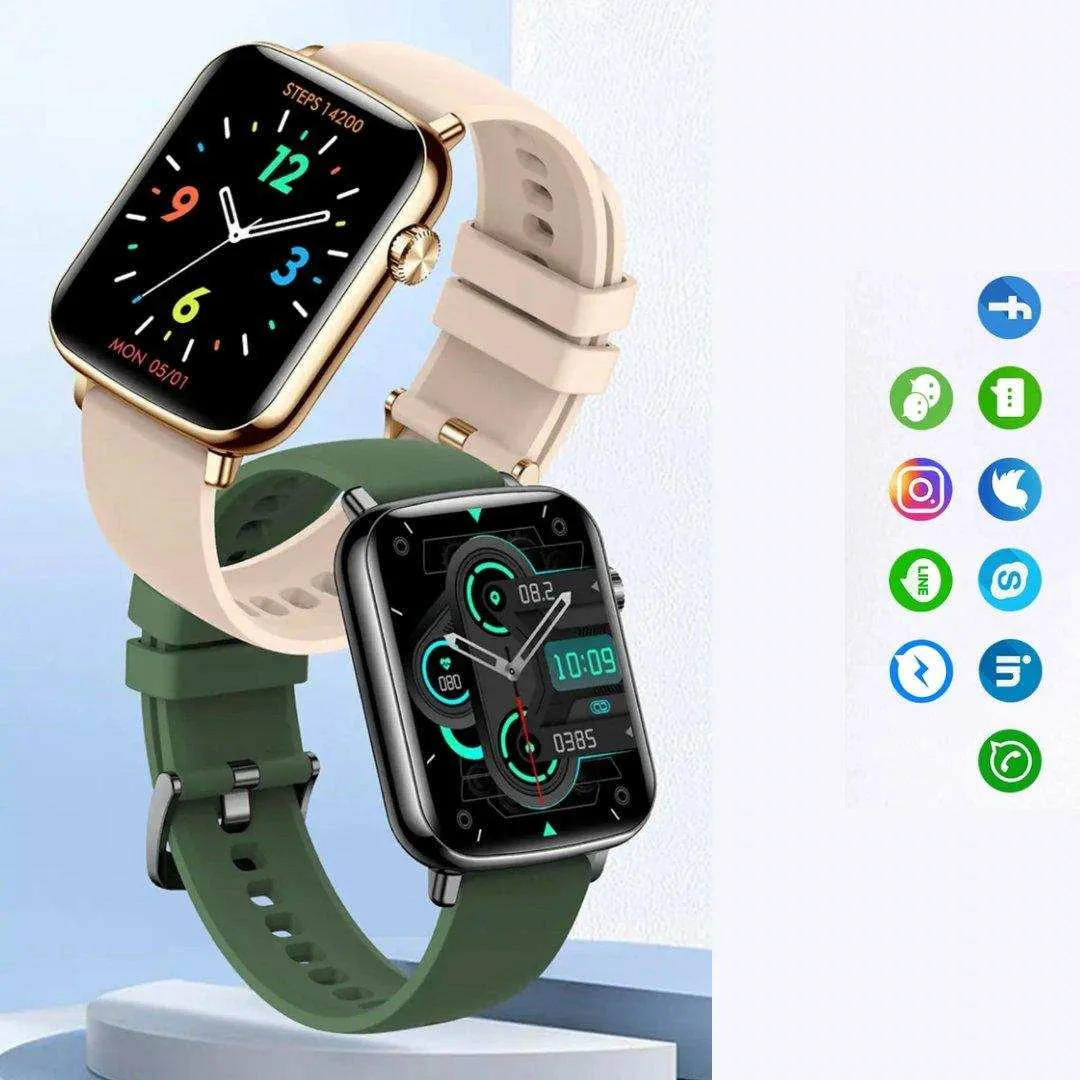 TUTT H90 Men and Women Fashion Smart Watch Reloj BT Call Fashion Design with 1.81 inch HD Screen Heart Rate Monitor Fitness Tracking |Two Straps Rubber &Steel