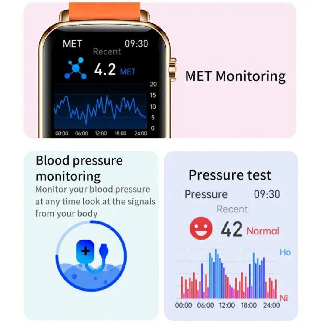 TUTT H90 Men and Women Fashion Smart Watch Reloj BT Call Fashion Design with 1.81 inch HD Screen Heart Rate Monitor Fitness Tracking |Two Straps Rubber &Steel