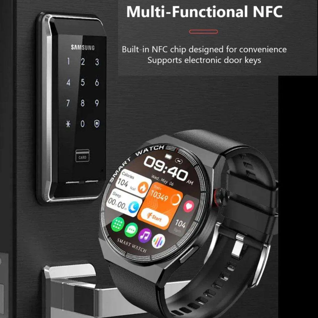 TUTT LX3 Classic Smart Watch For Men | Titanium Alloy | NFC Function Heart Rate Blood Oxygen | IP68 Waterproof Activity Tracking and Sport Modes | Rubber & Leather (2)
