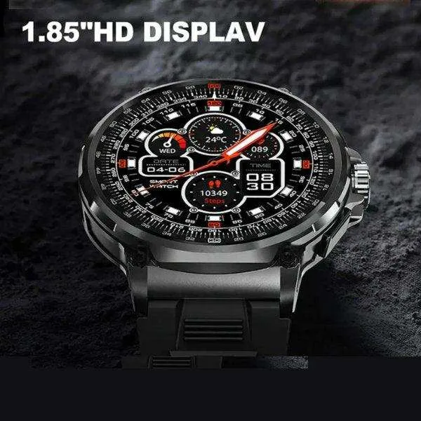 TUTT V69 | Metal Case| Men Military Smart Watch HD 1.85'' Large Round Screen 710mah Battery Pedometer Sleep Monitoring Sport Activity Outdoor Rugged SmartWatch Three (3) Straps