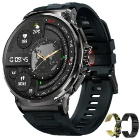 TUTT V69 | Metal Case| Men Military Smart Watch HD 1.85'' Large Round Screen 710mah Battery Pedometer Sleep Monitoring Sport Activity Outdoor Rugged SmartWatch Three (3) Straps