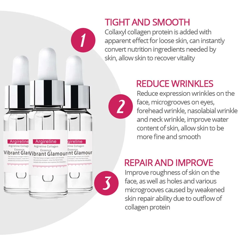 VIBRANT GLAMOUR Argireline Collagen Peptides Face Serum Cream Anti-Aging Wrinkle Lift Firming Whitening Moisturizing Skin Care