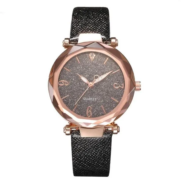 W141 Black Band Glitter Collection Quartz Watch