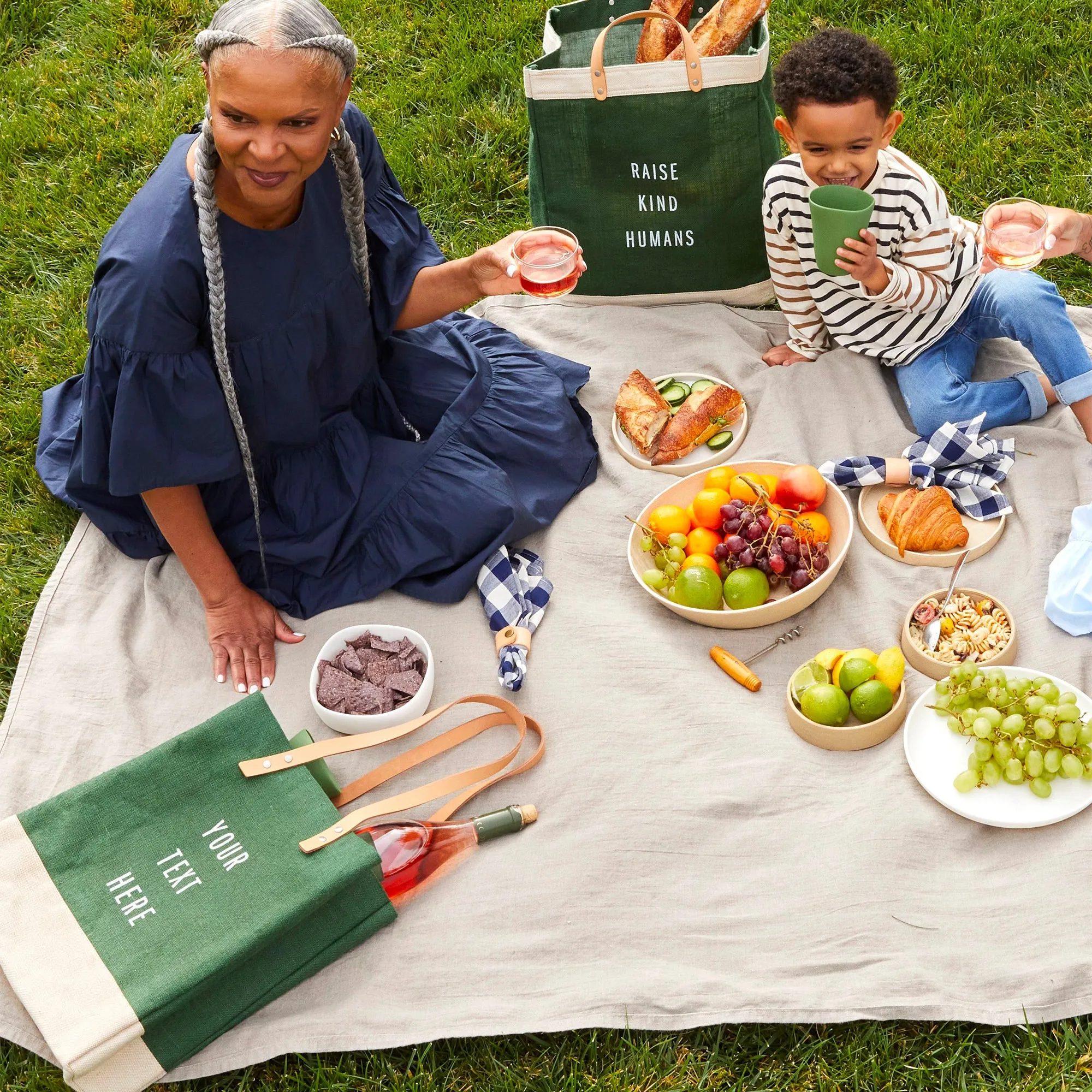 Wine Tote in Field Green - Wholesale